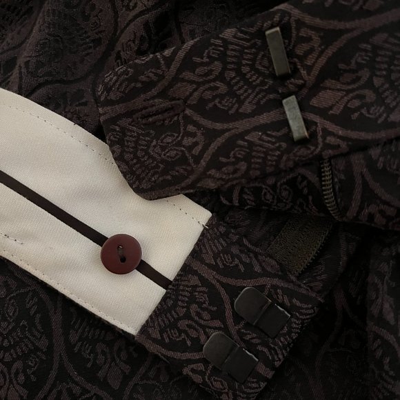 Tahari Brocade Pattern Brown and Taupe Flared Pants - Picture 3 of 9